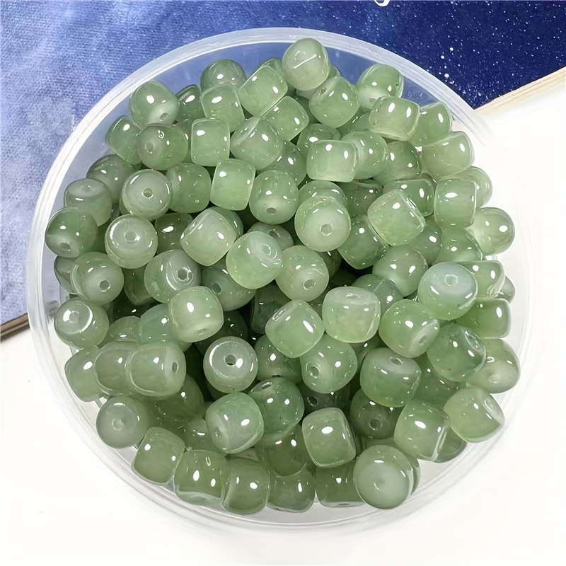 Emerald Jade Color Crystal Jade Round Loose Beads For - Temu