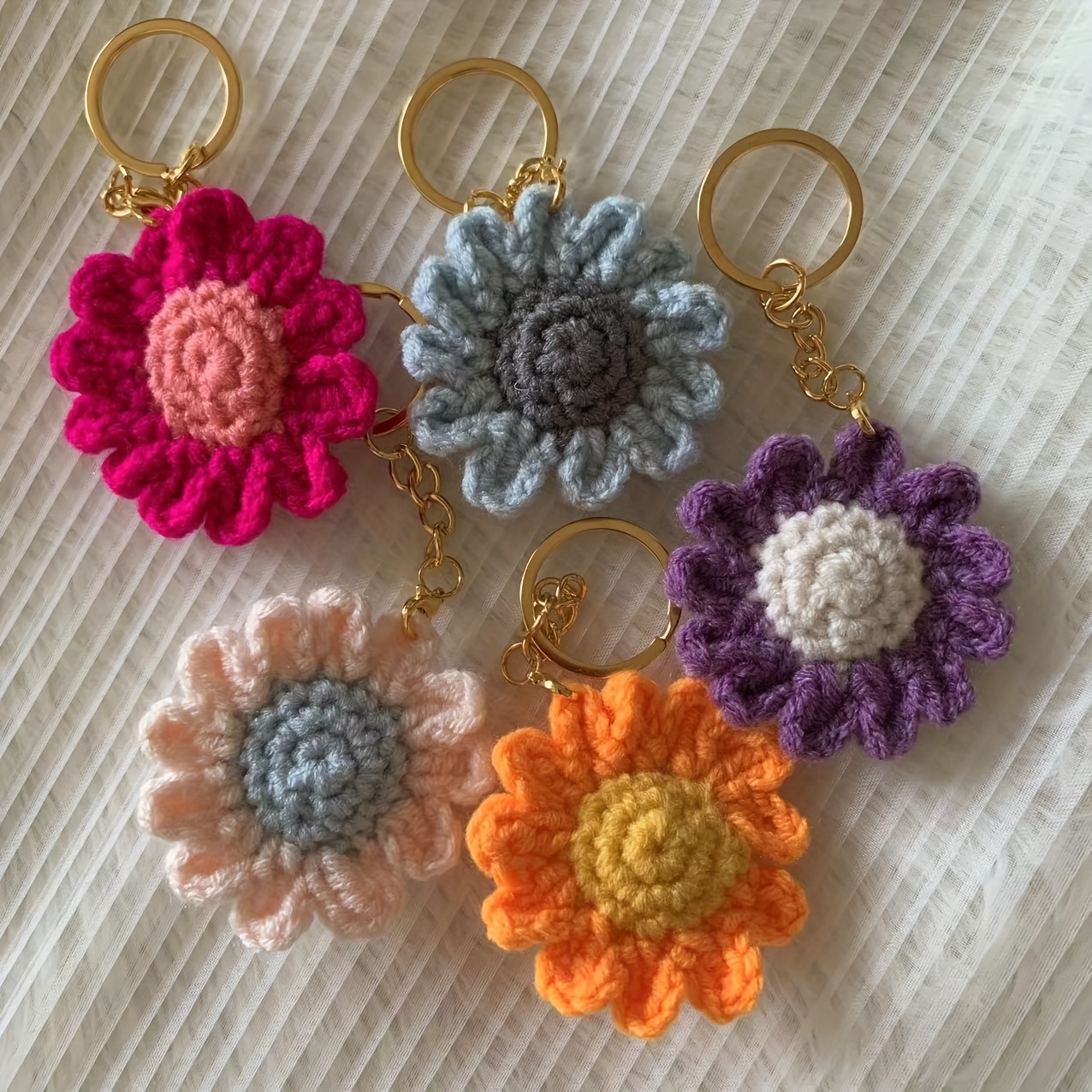 Crochet Flower Keychain - Temu