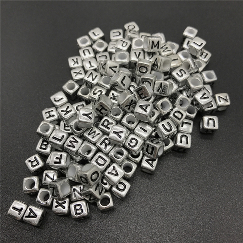 500pcs Rose & White Acrylic Letter Beads, For Jewelry Bracelets