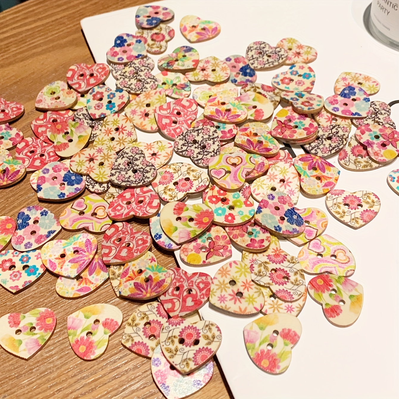 50pcs Wooden Heart Buttons With Cute Kawaii Colorful Owl Pattern, For DIY  Sewing Crafts
