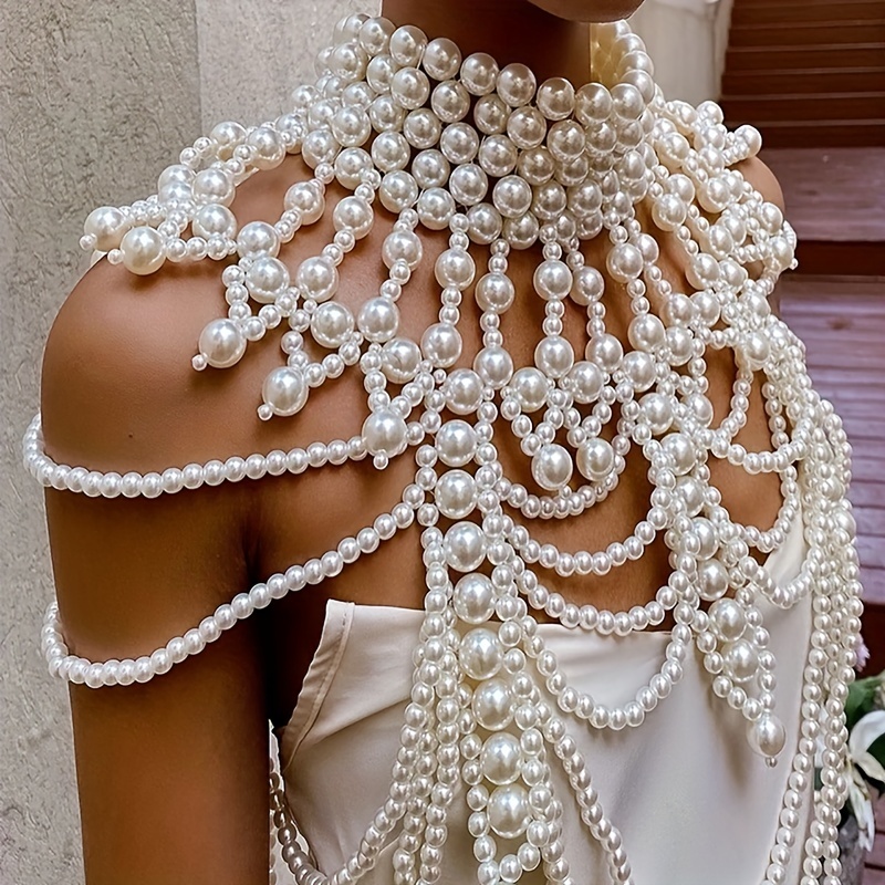 Fashion Exaggeration Big Pearl Bra Jewelery Hand Beaded Beads Luxury  Imitation Pearl Shoulder Chain Jewelry - AliExpress