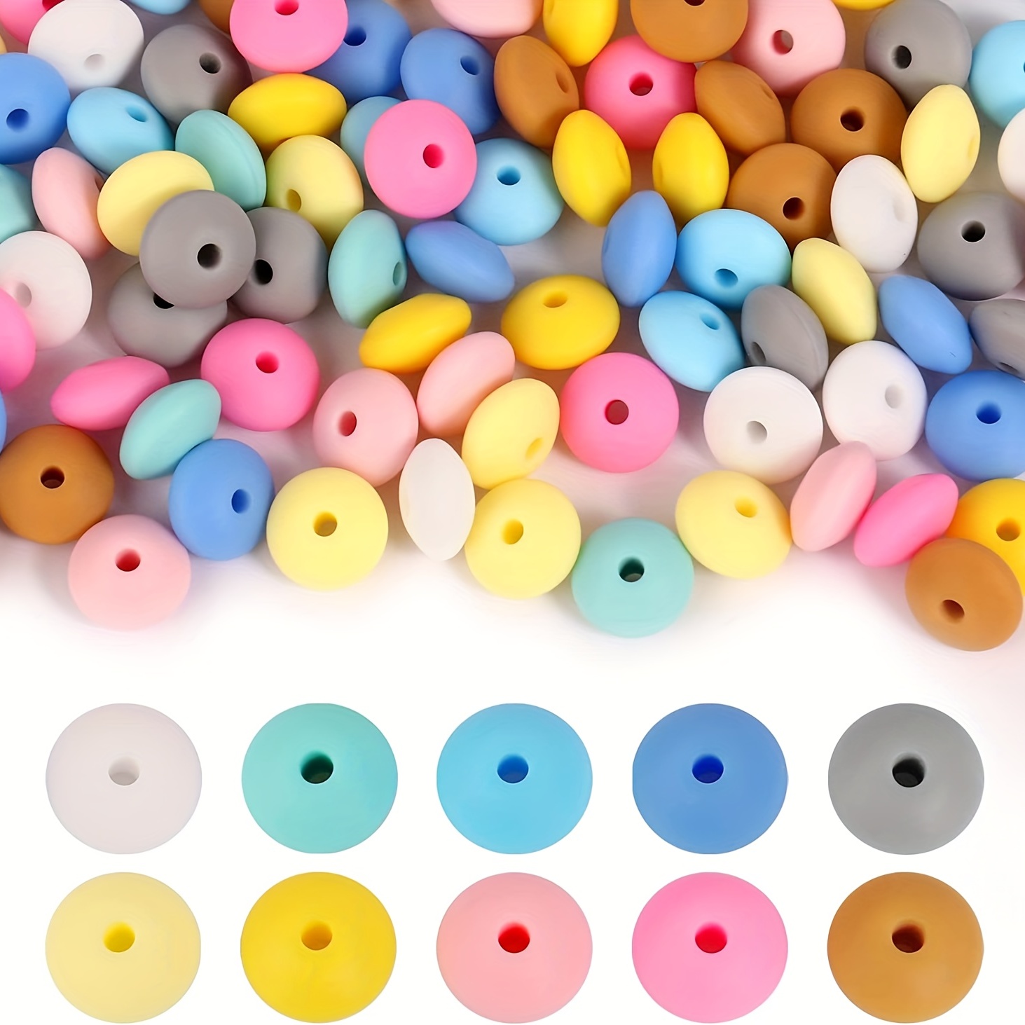 20 PCS Silicone Beads for Keychain Making Silicone Focal Rainbow Beads and  Hot Air Balloon Flatback Spacer Beads for Pens Kit DIY Bracelet Chain