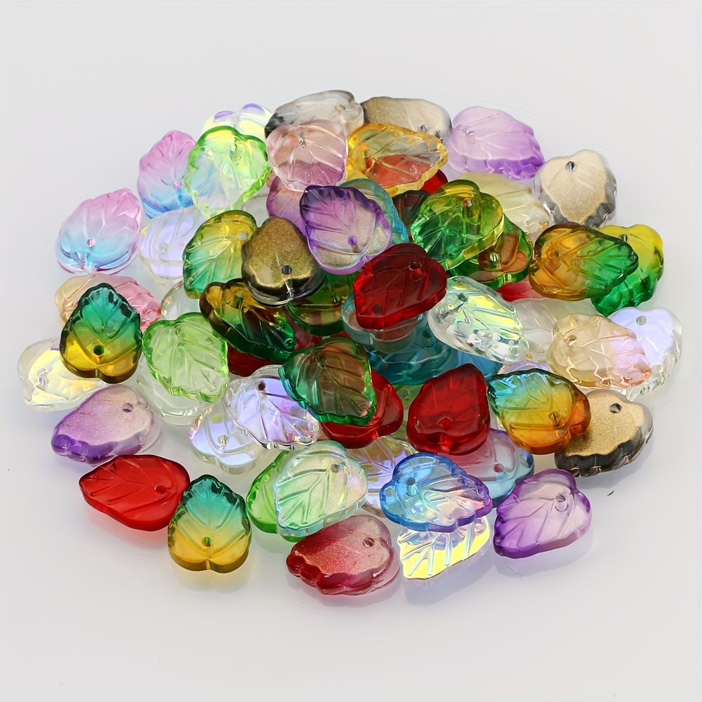 Fashion Glass DIY Big Leaf Mix Color Crystal Leaf Beads New