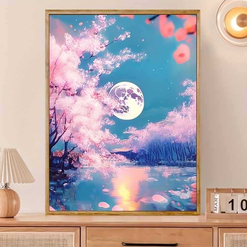 Unique Diy Acrylic Painting Kit Create A Stunning Moon Lake - Temu