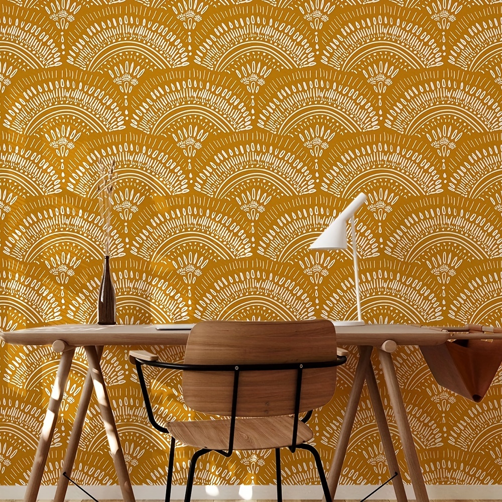 Papel pintado autoadhesivo para pared, diseño de pintura amarilla, color  amarillo sobre la pared, con textura extraíble, papel pintado decorativo  para