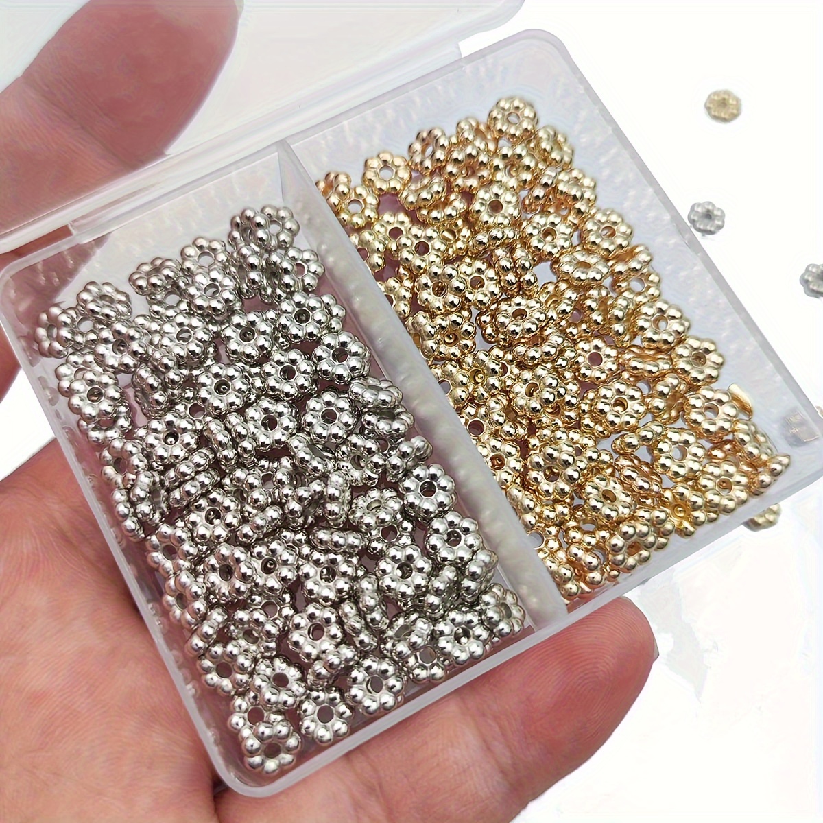 400pcs 2 Colors 304 Stainless Steel Spacer Beads Smooth Loose Rondelle Beads Stopper Beads Metal Crimp Bead for Necklace Bracelet Earring Making