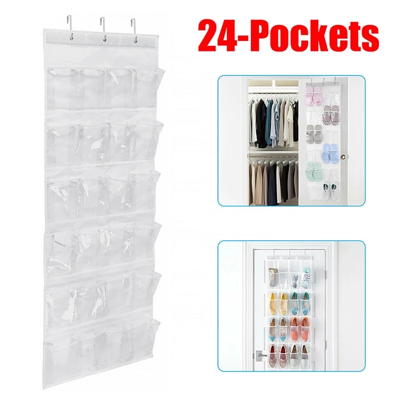 Extra Large Over the Door Shoe Organizer with 4 Hooks 24/28 Pockets Hanging  Shoe Rack Storage Holder for Closet Door - AliExpress