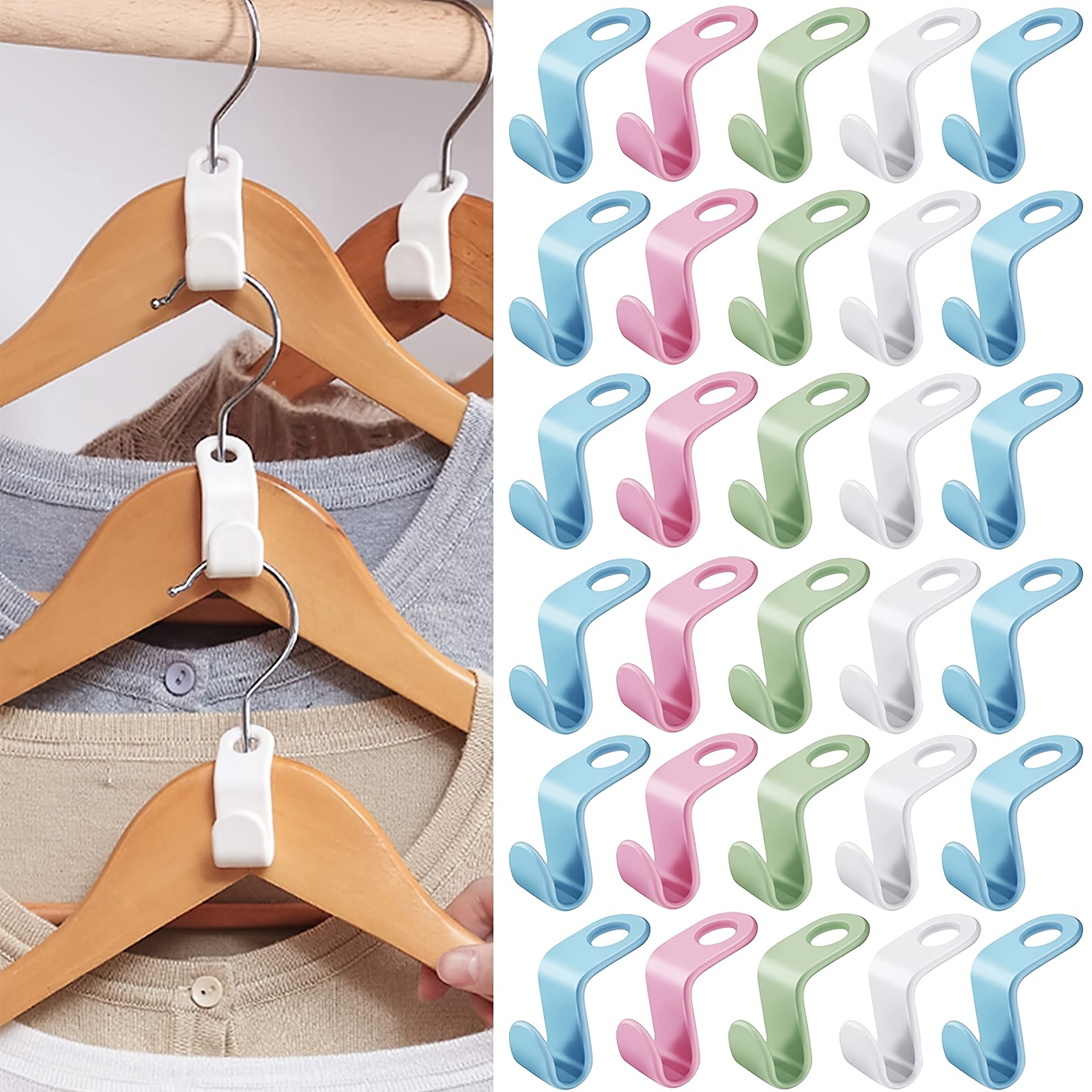 Clothes Hanger Connector Hooks, 60Pcs - ABS Hanger Extender Hooks