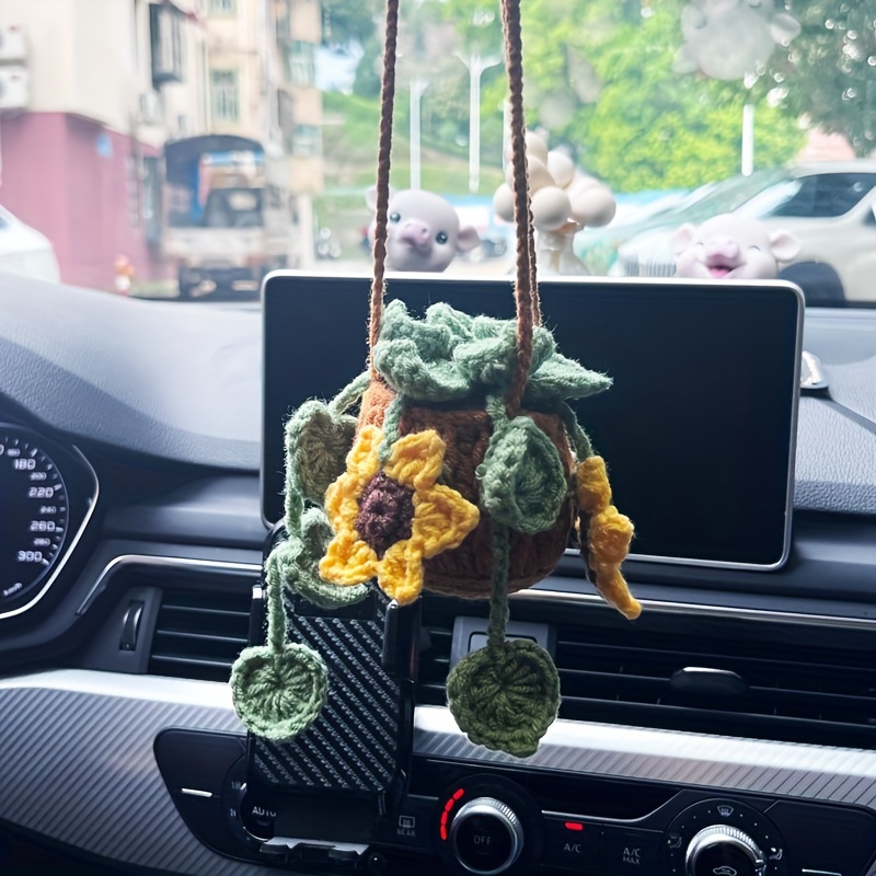 Cute Lily of the Valley Car Mirror Hanging Flower Decor Rear View Mirror  Accessories, Wind Chimes, Lily of the Valley Bag Pendant Gift 