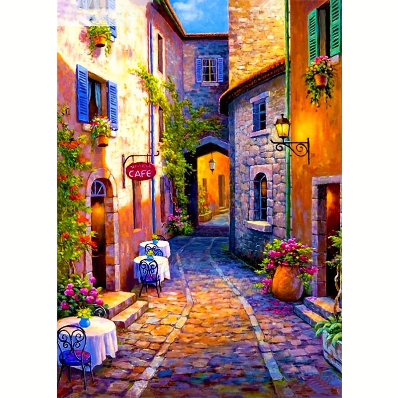 Diamond Painting Kits For Adults Beginners DIY 5D Scenery Diamond Art Kits  Round Full Drill Diamond Dots Street Scene Pictures Art For Home Wall Decor