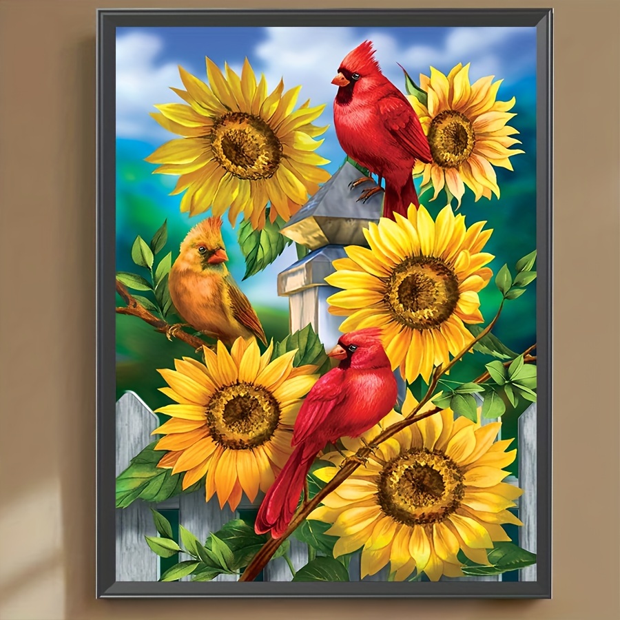 1pc Large Size 40*40cm/15.7inx15.7in Without Frame DIY 5D Artificial  Diamond Painting Kits Rainbow Sunflower Artificial Diamond Painting Art  Craft For