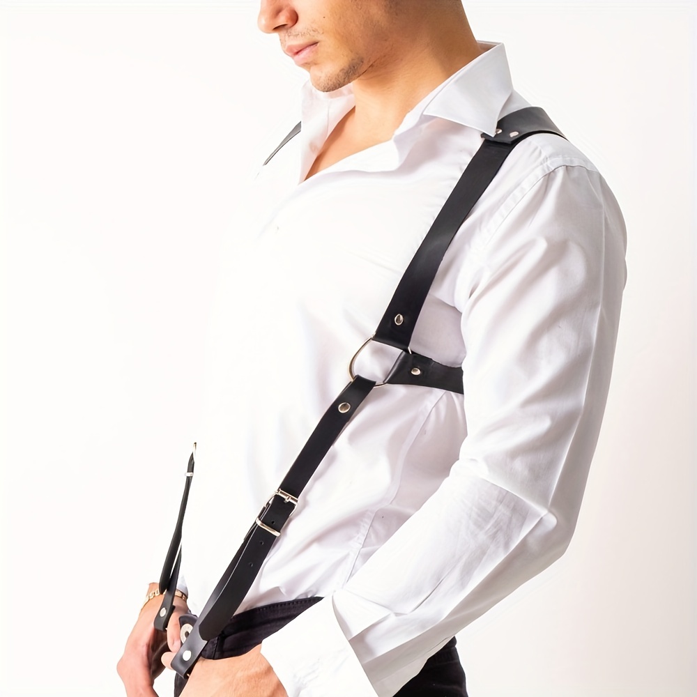 Open Jeans Men's Leather Harness Suspenders