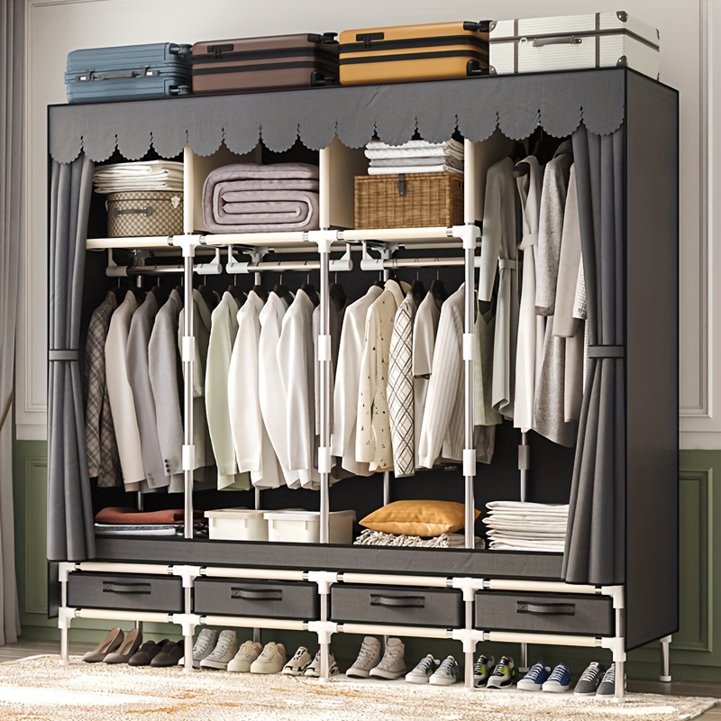 Open Door Wardrobe Storage Organizer Bedroom Suit Hanger Stand