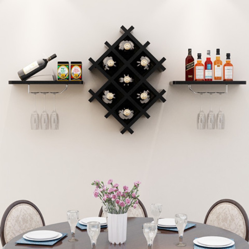  Estante para vino montado en la pared/botellero de pared,  soporte de exhibición de vinos/Estante creativo para botellas de vino  estilo retro/industrial, decorativo, para gabinete de vino, restaurante y  bar (4 botellas) (