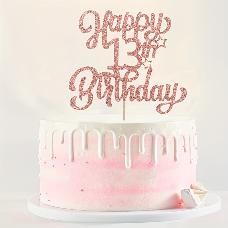 Decoración para tarta de cumpleaños 40 con purpurina de oro rosa, kit de  decoración para tarta de 40 cumpleaños con corazón estrella globos 23  piezas