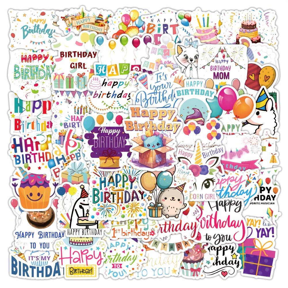 Happy Birthday Stickers Aesthetic Cartoon Stickers For - Temu