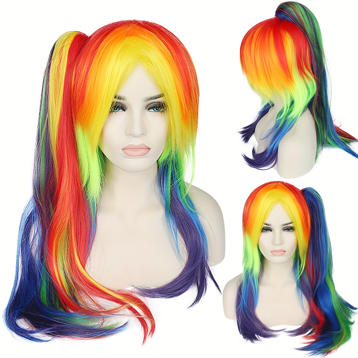Peluca de disfraz de plumas de arco iris de juguete de EE. UU., multicolor,  estándar, USTOD334