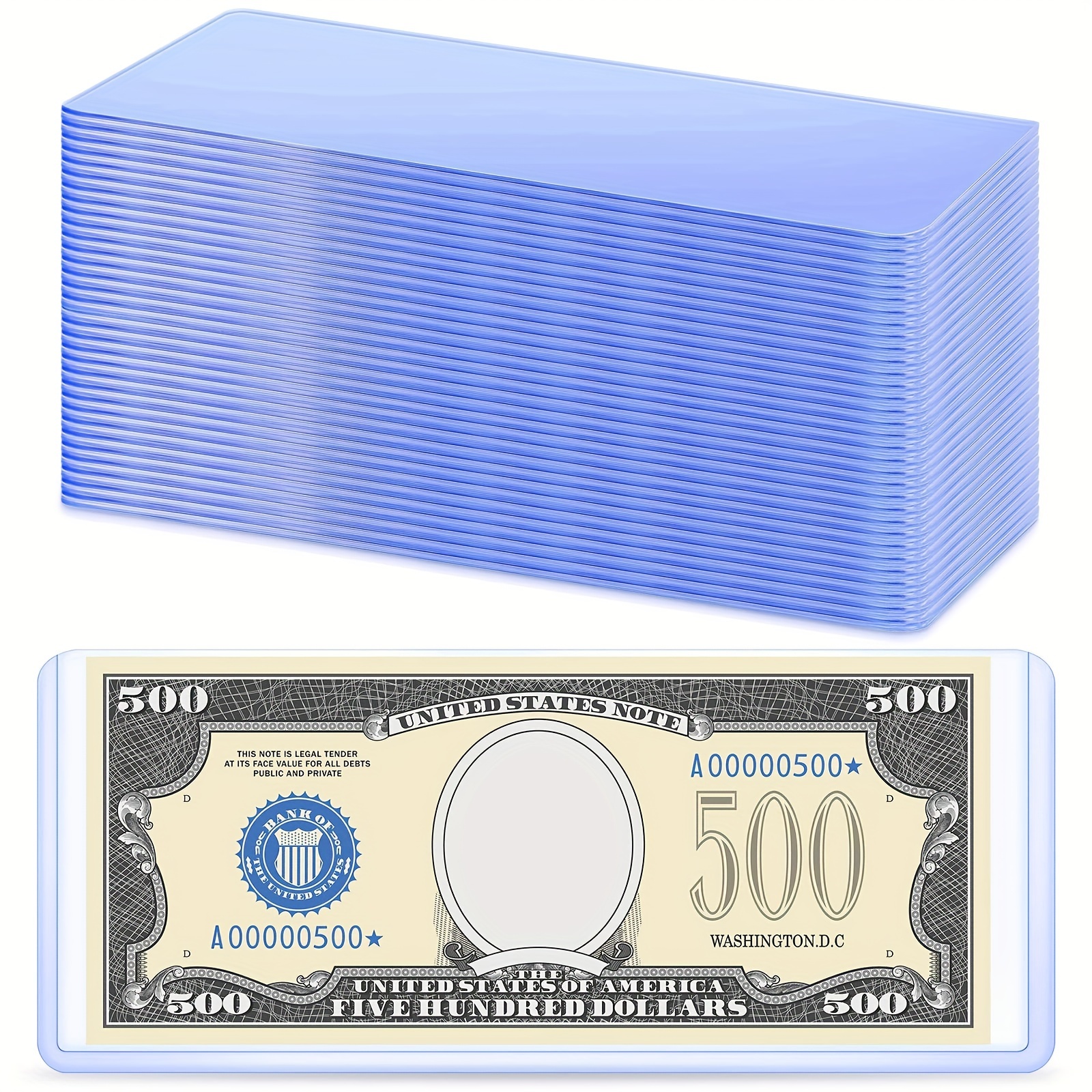  100 Pieces Clear Paper Money Holder for Collectors with  Storage Case, Dollar Bill Holder Plastic Currency Sleeves Holders Money  Sleeve for Bills, Album Banknotes Stamp Paper Protector Slab Holder 