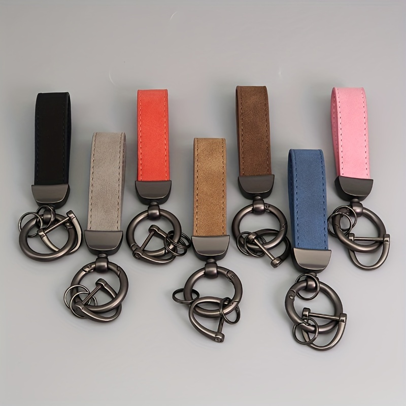 Car Key Chain Luxury Genuine Leather Keychain Pure Color Buckle