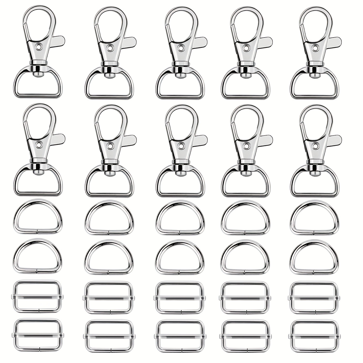 60pcs Keychain Bulk,Key Chain Swivel Hook D Rings,Slide Buckles, Magnetic  Snap Button for DIY Handbag Purse Hardware Craft (Bronze)