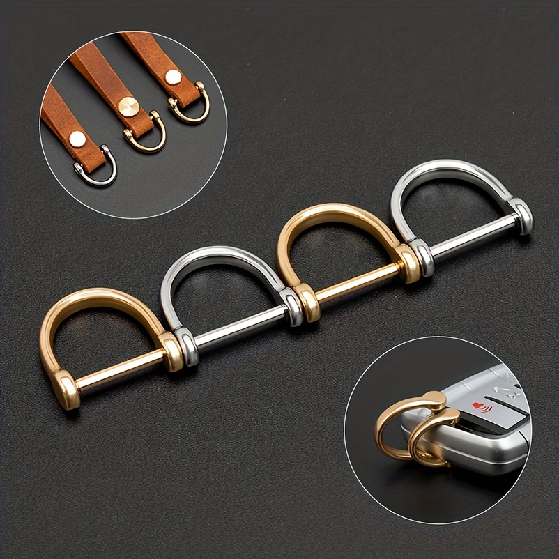 1pc Glossy Key Chain Metal D Ring Keychain Hanging Buckle Car Key Holder  Openable Bag Belt Strap Buckle Dog Chain D Shape Horseshoe Keyring