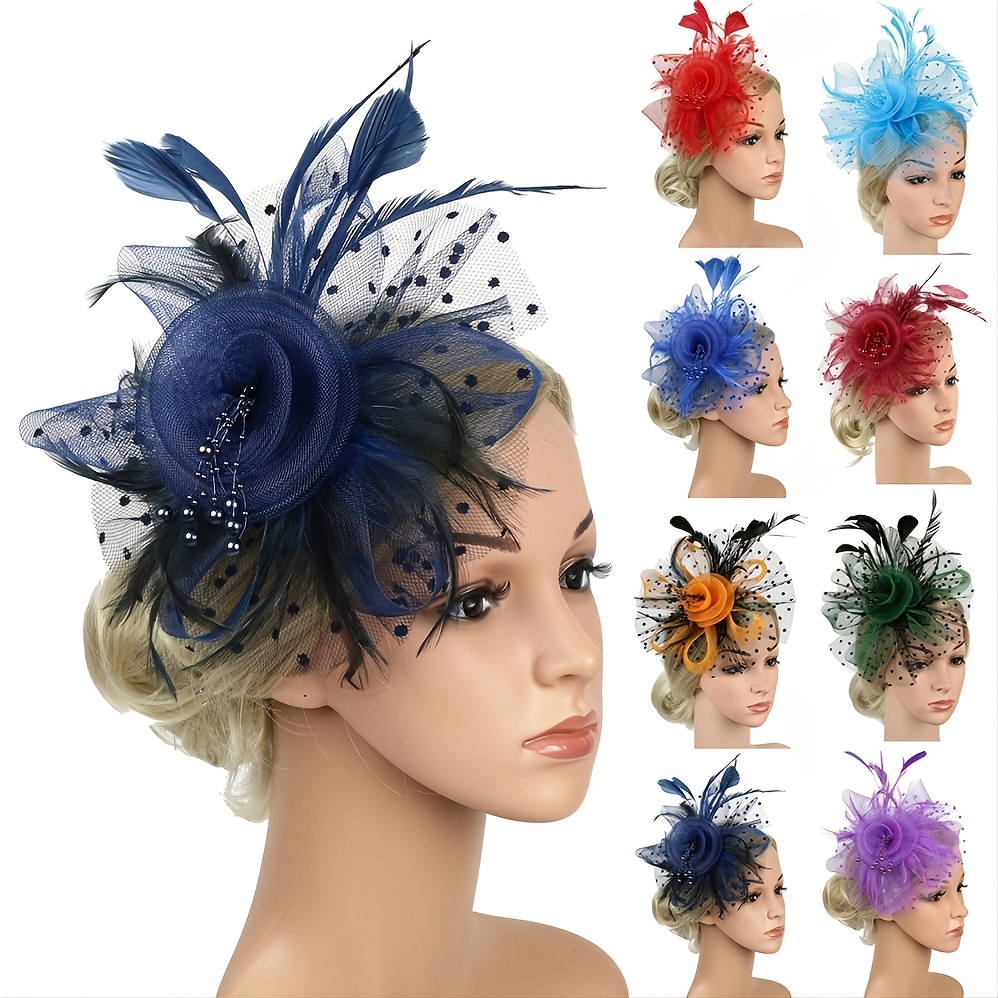 6 Pieces Mini Tea Party Hats for Women, Clip-On Design, Fancy Hair