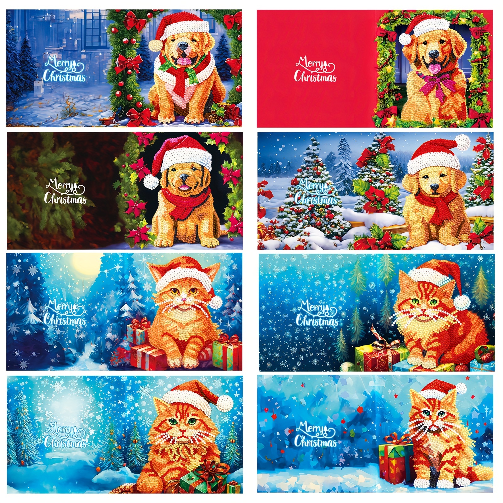 Santa Claus Xmas Card 5D Diamond Painting Christmas Cards Greeting  Postcards