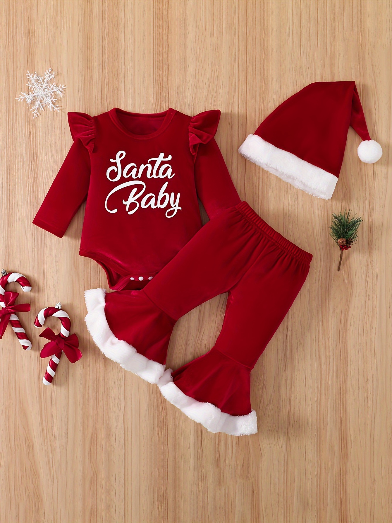 Conjunto de disfraz de Navidad para bebé recién nacido, niña, niño, mi  primer mono de Navidad, conju Zhivalor 221164-1
