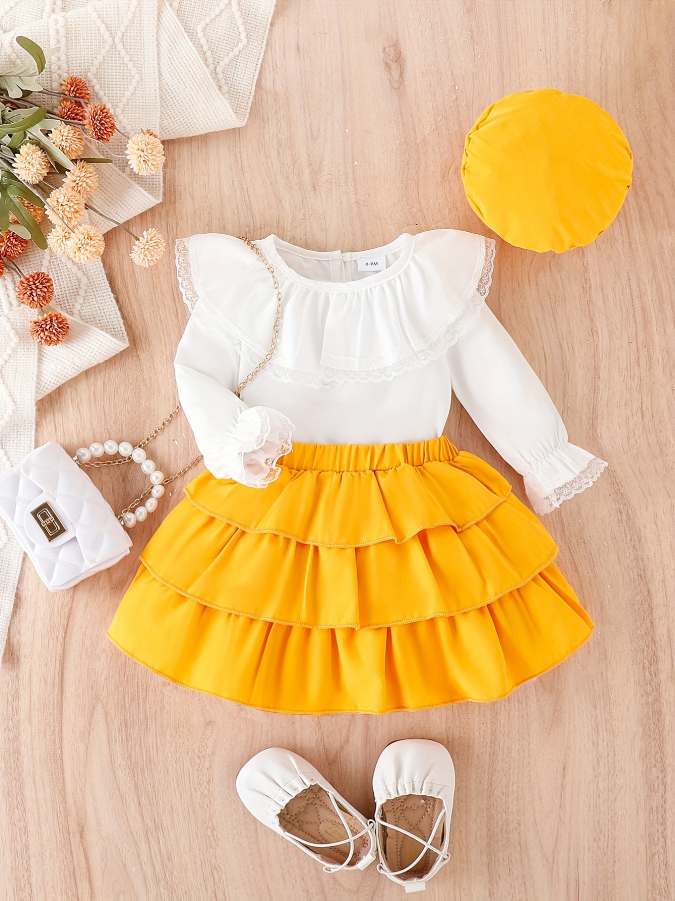 Conjunto Elegante Pata Gallo Niña Conjunto Top Boina Falda - Temu