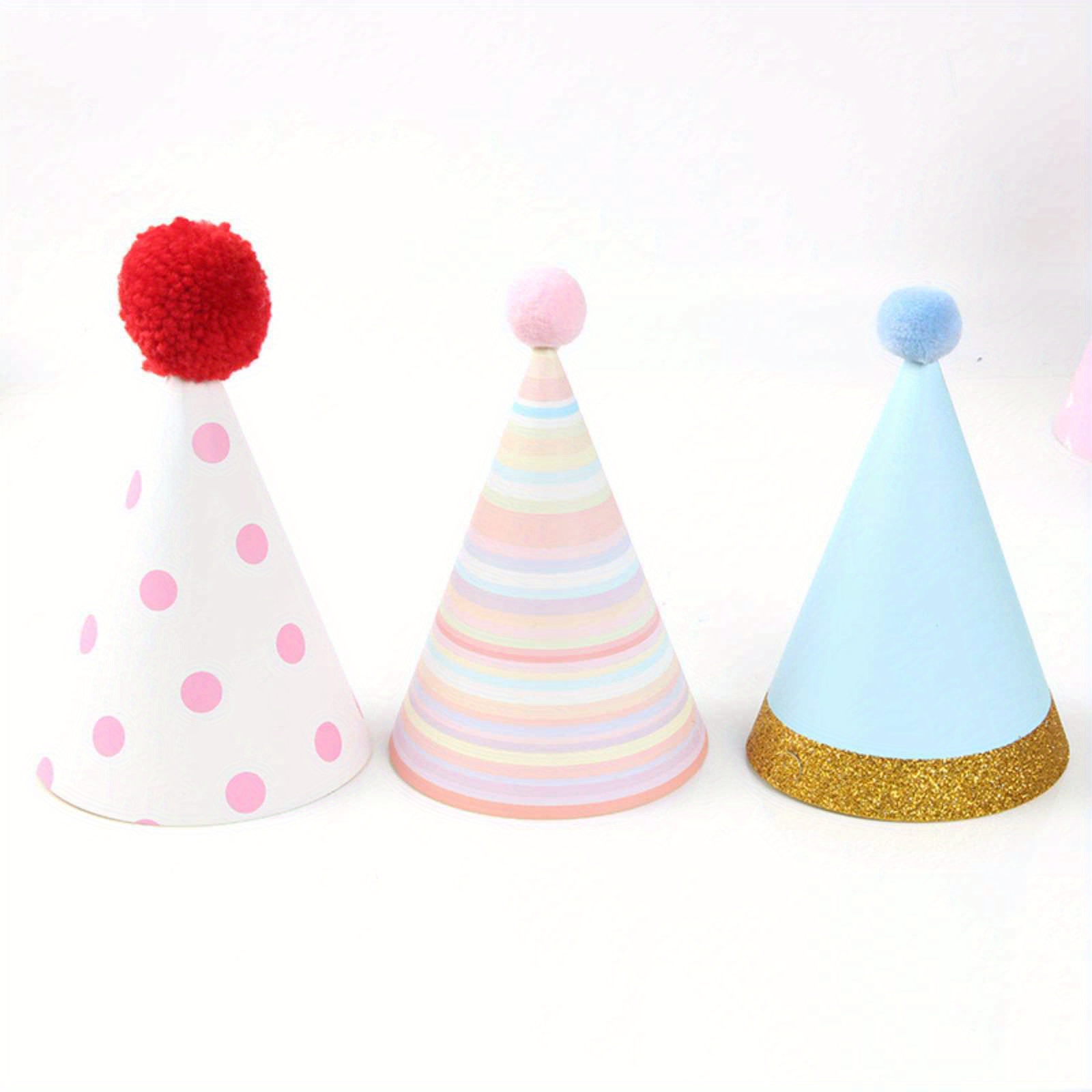 Chapeau de fête d'anniversaire mignon pompon numéro 1 chapeau d'anniversaire  chapeau de cône pour enfants 