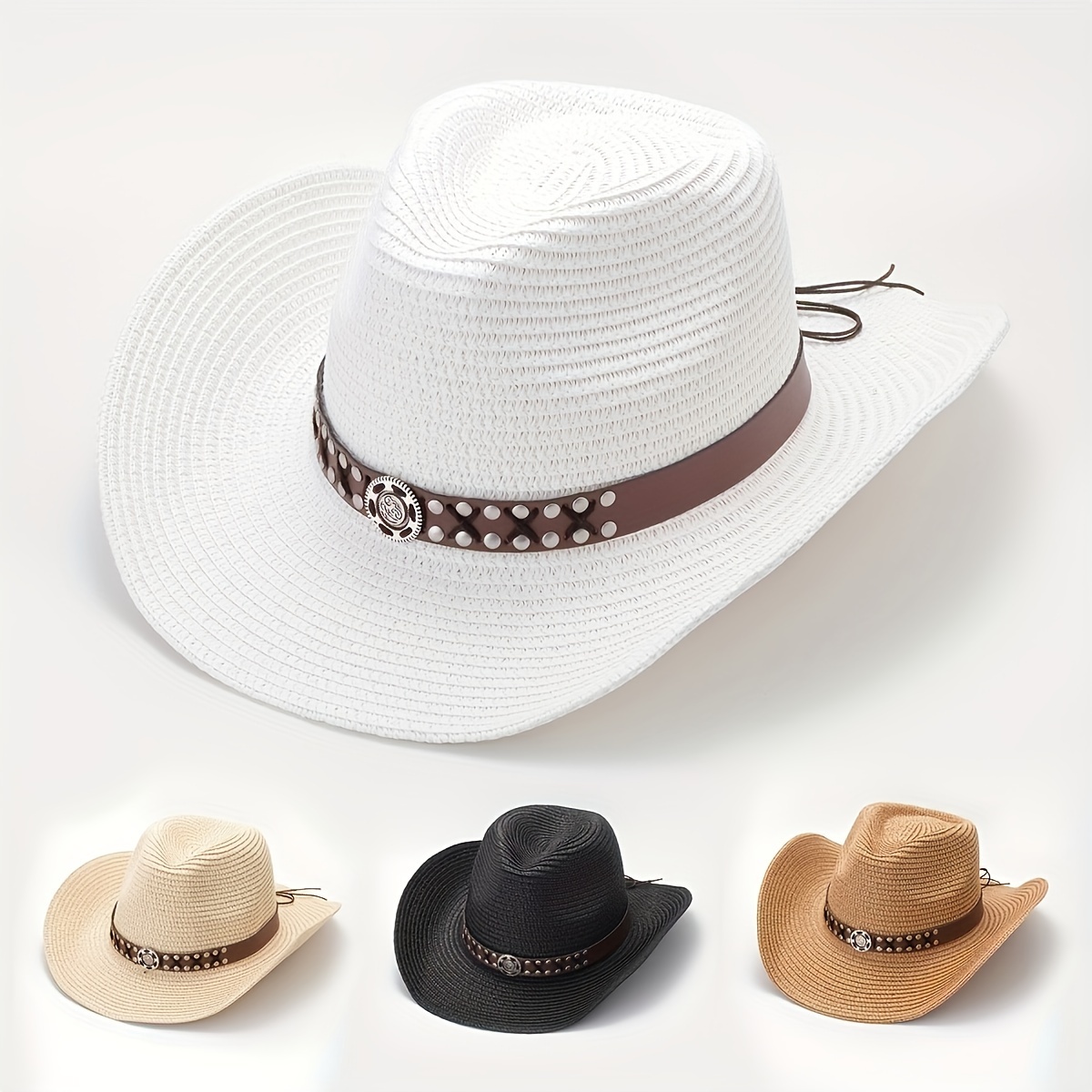 Buy Men Women Straw Cowboy Hats Straw Sun Hat Cowgirl Cycling