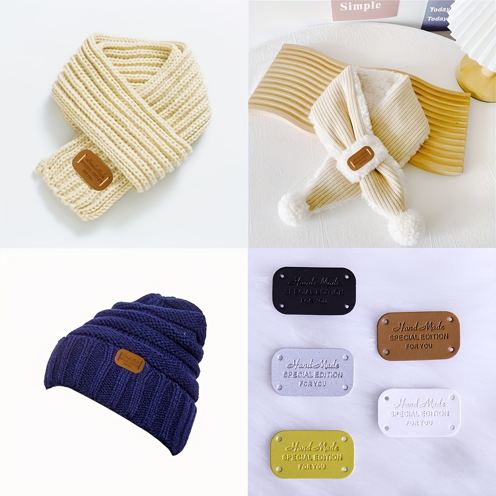 30pcs Handmade tags for crochet clothing Custom knitting leahter lalebls  wtih brand logo Sew in crochet garment hats care label - AliExpress
