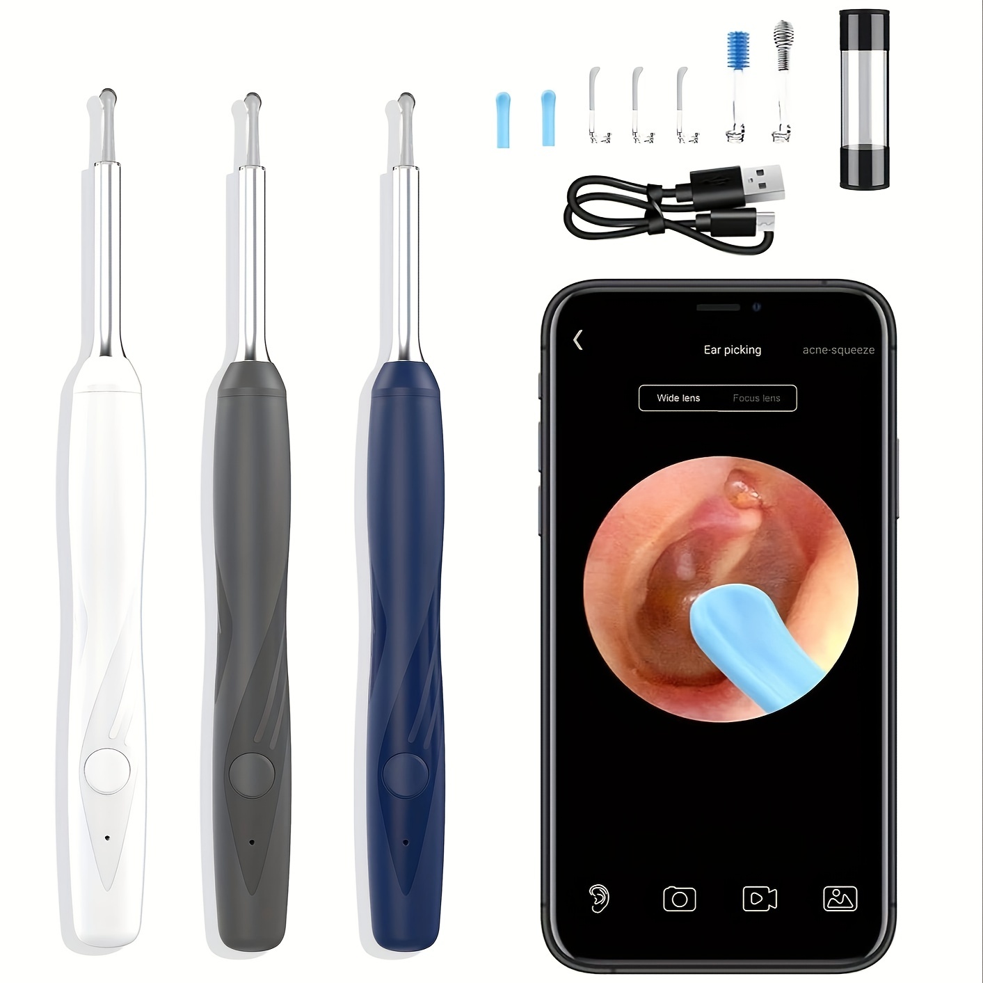 3.9mm Wifi Visuel Numérique Otoscope Oreille Endoscope Caméra Medical Ear  Wax Cleaner Caméra Pour Oreille Nez Support Dentaire Ios Android