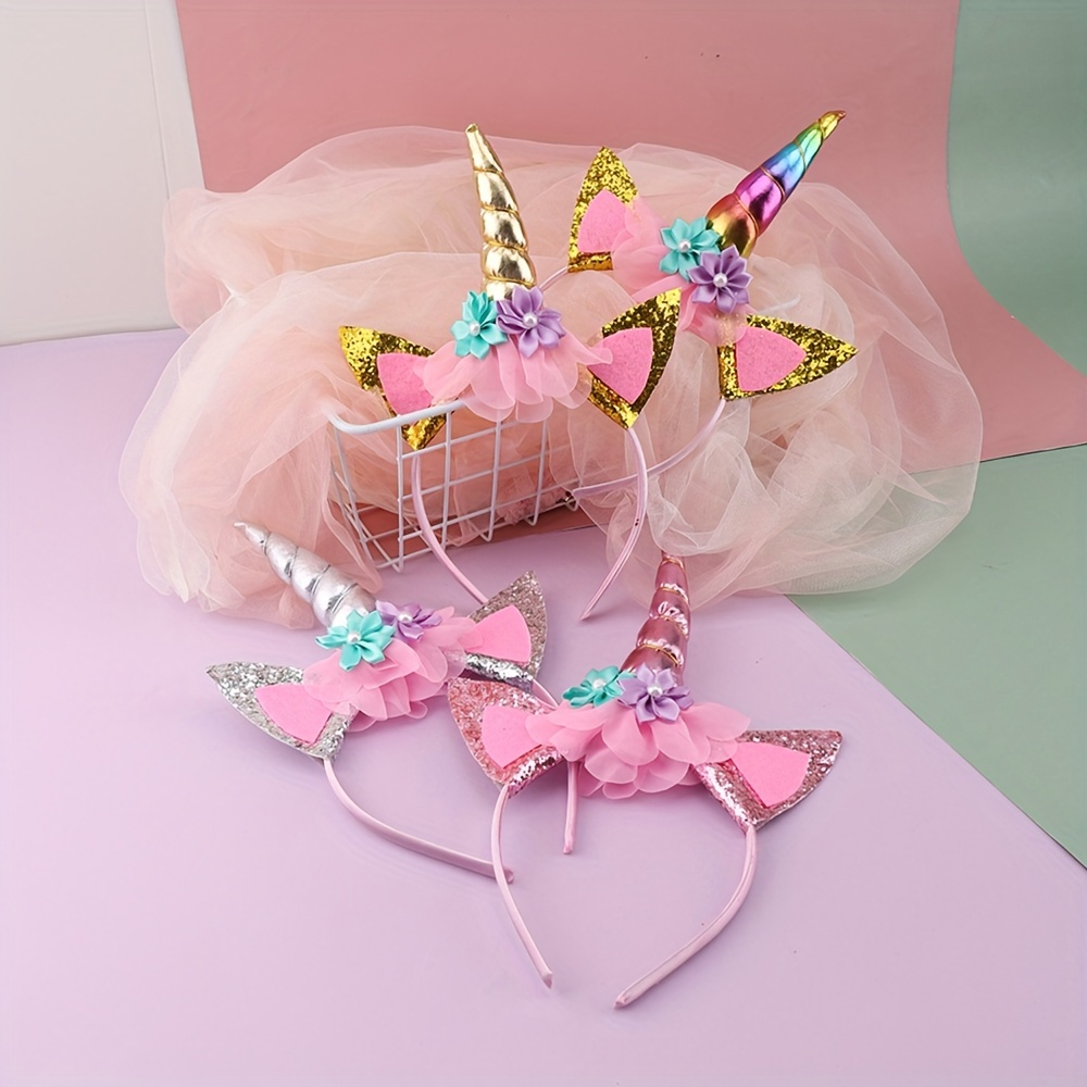 Diademas de unicornio con flores de colores  Unicorn headband, Unicorn  gifts, Unicorn hair