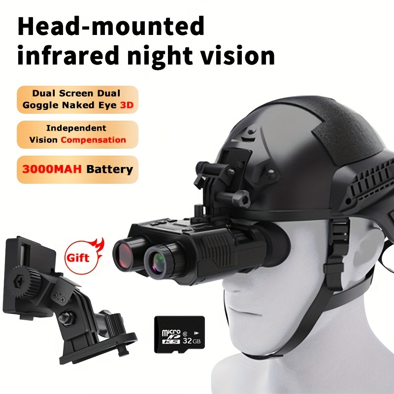 Casco de visión nocturna digital, gafas de visión nocturna, binoculares de  visión nocturna, zoom digital 4X, FHD 1080p, 985 pies / 984.3 ft @ 100%
