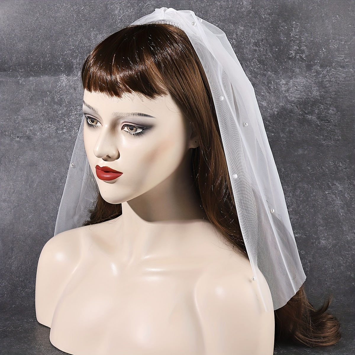 1pc Bridal Double-layered Veil With Gold Foil Print, Perfect For