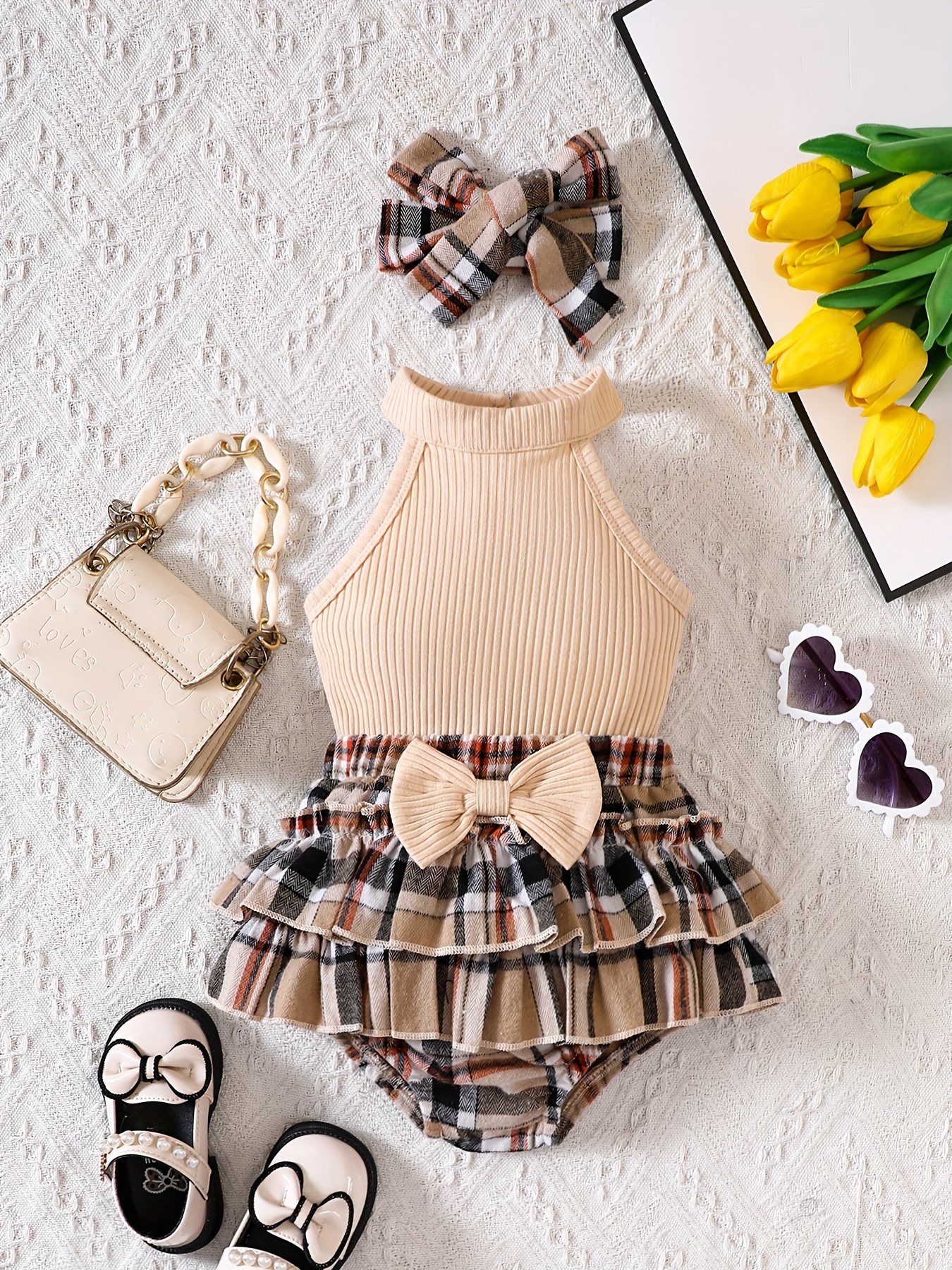 Baby Girl LV dress ( top + Skirt + headband ) Size : 6month to 7
