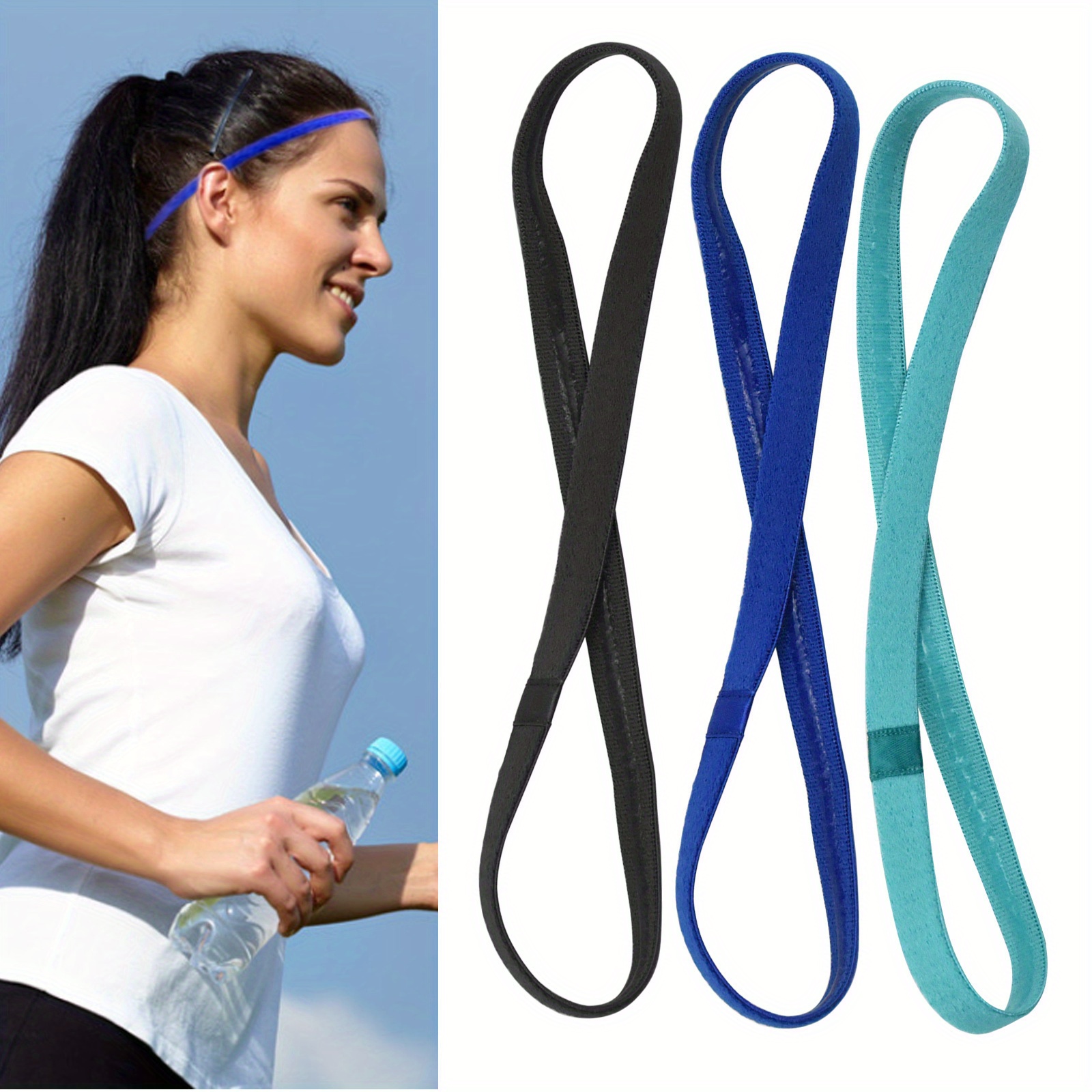 Comprar 1 unidad de diadema deportiva para hombres y mujeres, bandas  elásticas antideslizantes de silicona para el cabello para Yoga, banda para  el sudor antideslizante para deportes al aire libre, seguridad deportiva