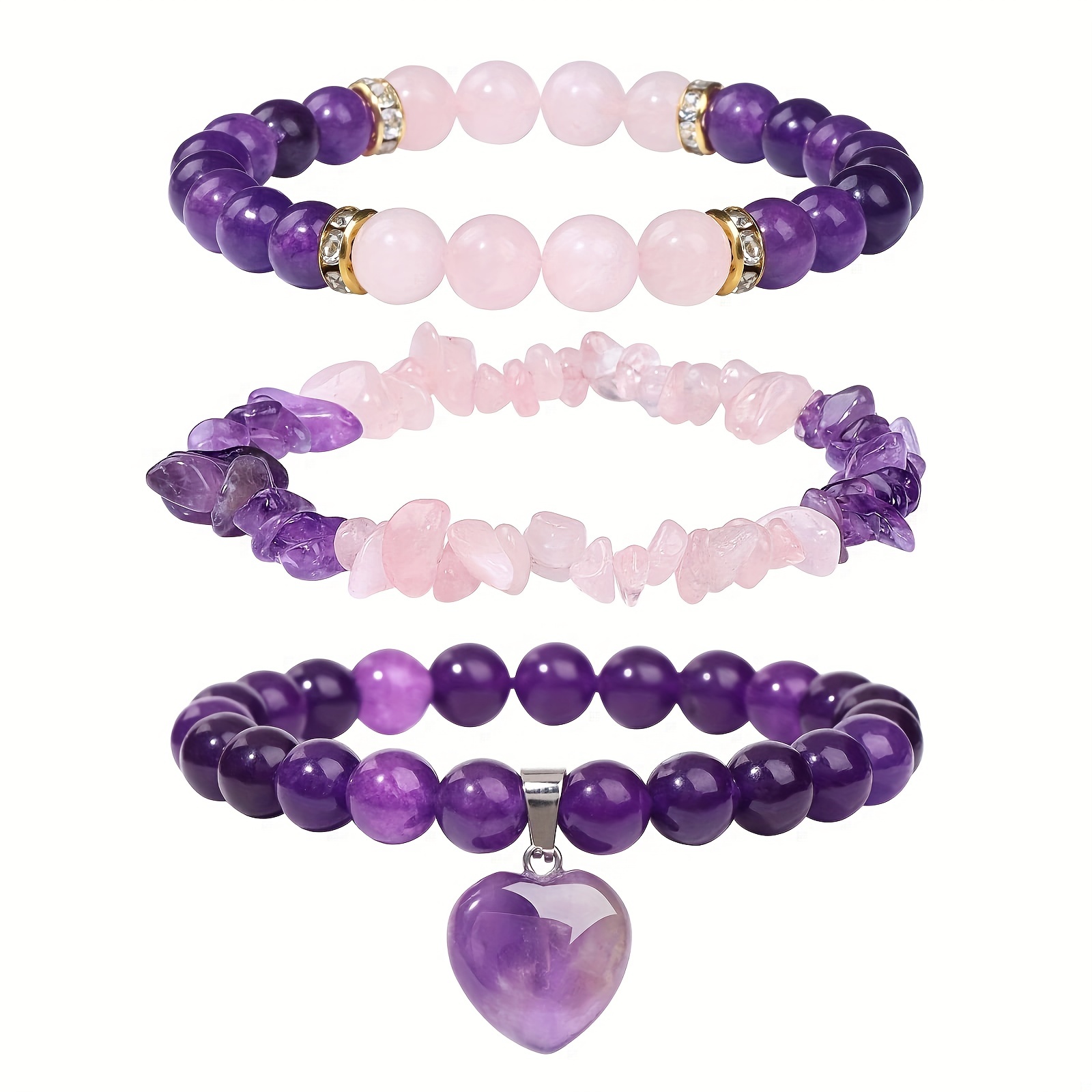 Pure Natural Amethyst Raw Stone Cutting And Polishing Round Beads High-end  Sense Bracelet Men And Women Jewelry Healing Purple