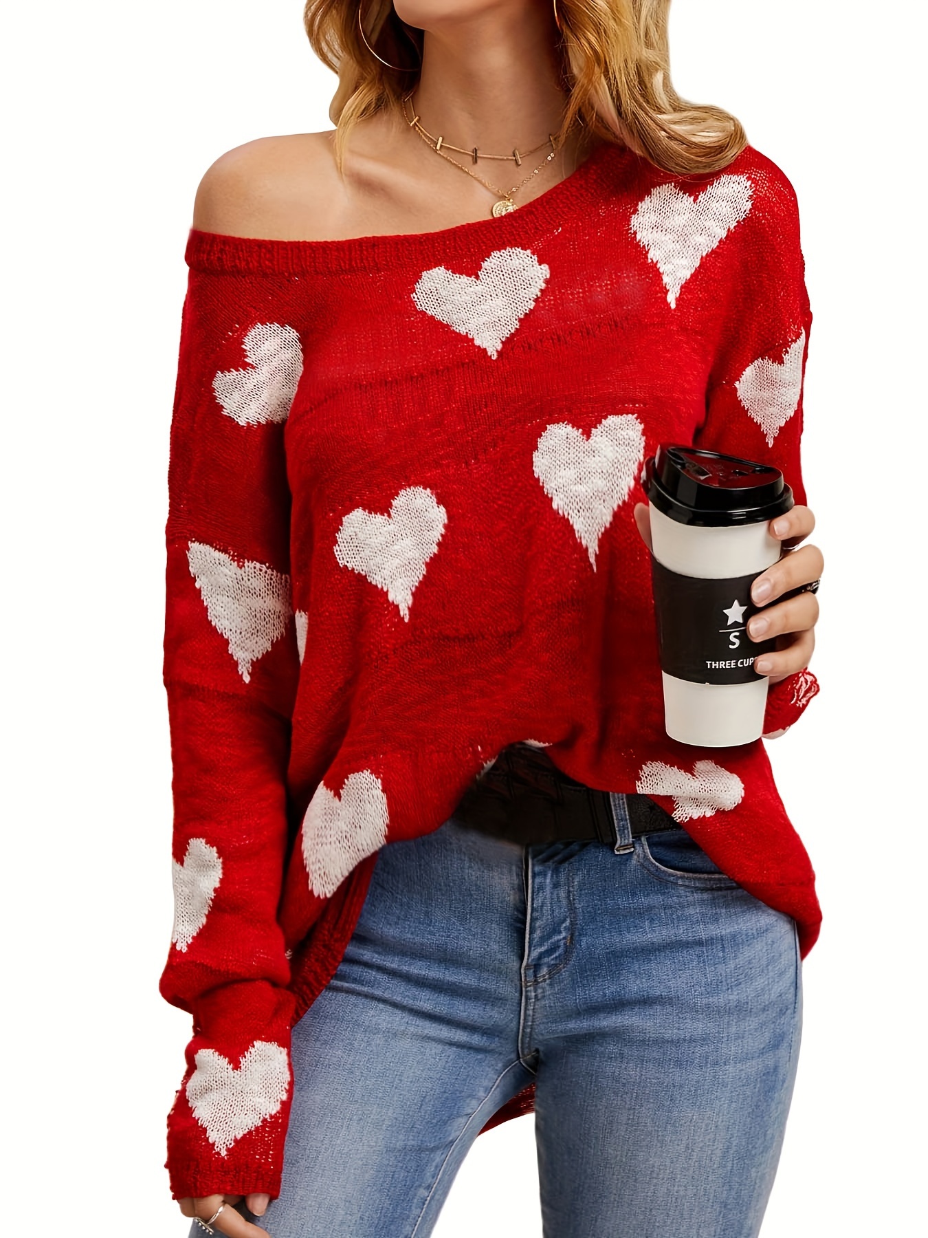 Jersey Punto Oky Con Capucha Rojo para Mujer