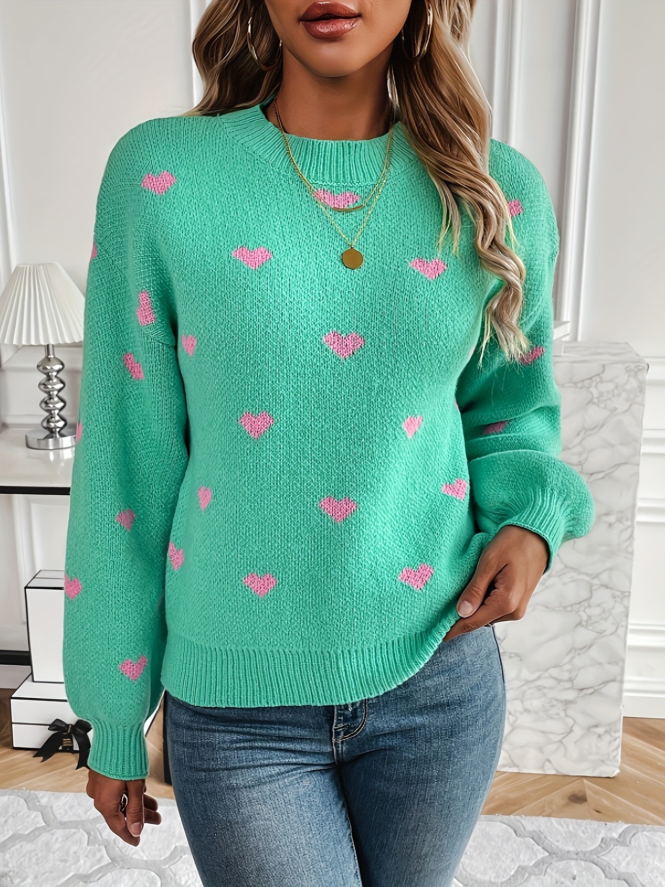 Women's Sweater Hollow Out Trumpet Sleeve Pointelle Knit  Sweater Sweater for Women (Color : Mint Green, Size : Medium) : Clothing,  Shoes & Jewelry
