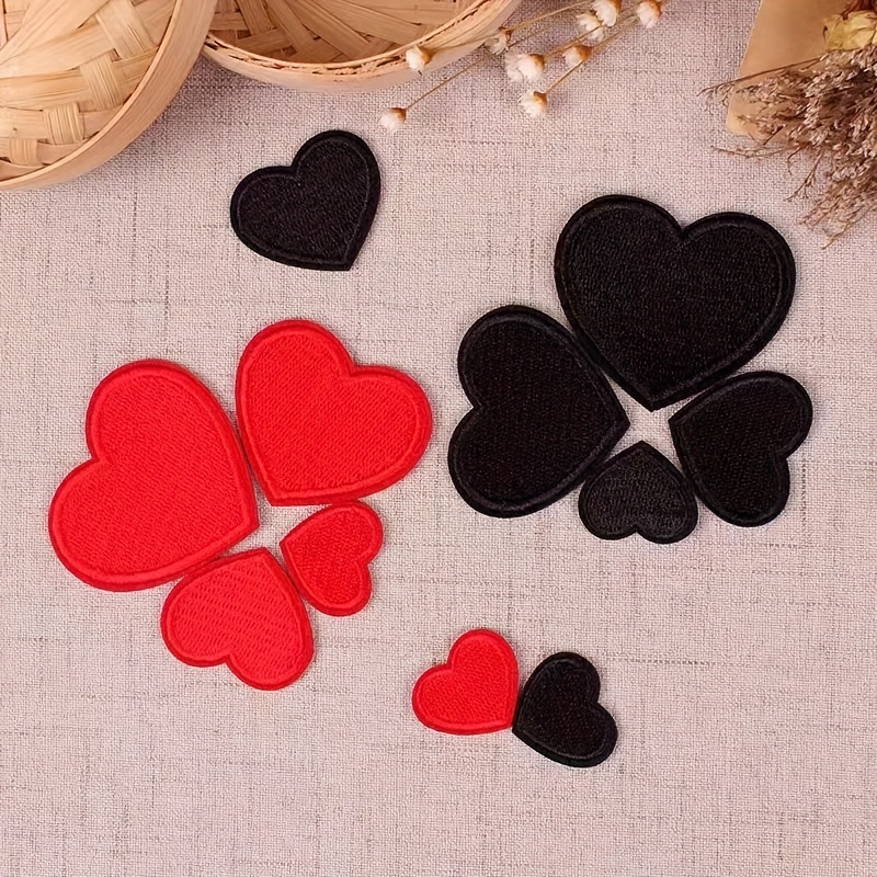 18 Pcs Valentine's Day Heart Iron on Patch Heart Shape Iron on Patches Red  Clothing Heart Patch Craft Custom Embroidered Repair Cute Sew Patches