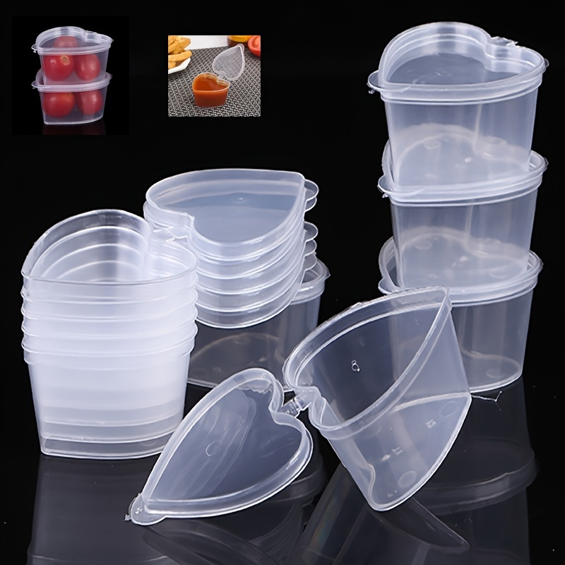 NEW 10pcs 27/35.7ml Disposable Plastic Takeaway Sauce Cup Reusable  Containers Food Box with Hinged Lids Small Pigment Paint Box