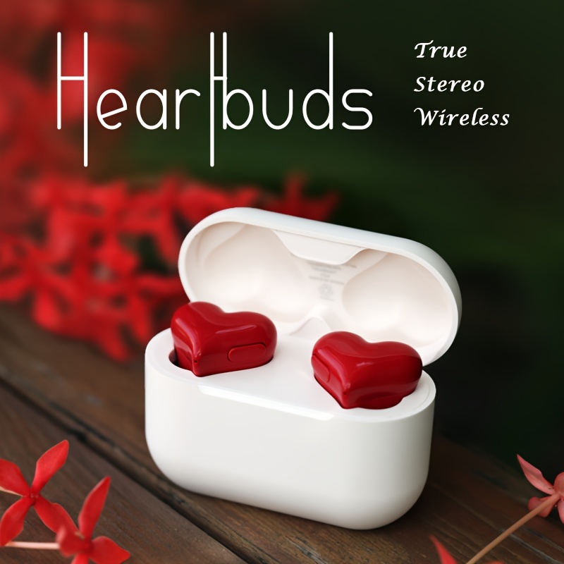 Heart shaped Love Wireless Earphones In ear Suitable For Android Apple Wireless Earphones For Chase Running Gaming Fashion Women Student Earphones ANC Noise Cancelling With Long Battery Life