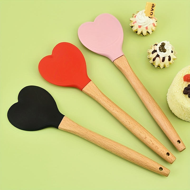 Set Of 4 Heart-shaped Silicone Spatulas Non - Stick Rubber