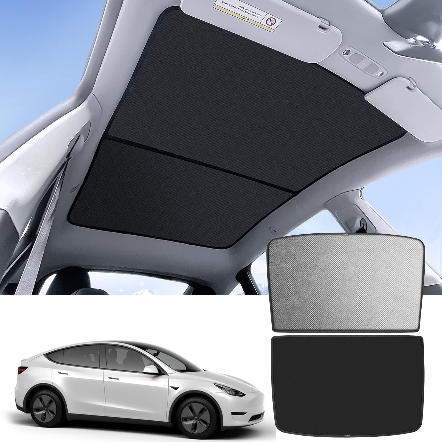 TEMAI Tesla Model 3 Sunshade Front & Rear Glass Roof Sun Shades with  Skylight Reflective Covers Set of 4 (2023 2022 2021 Model 3