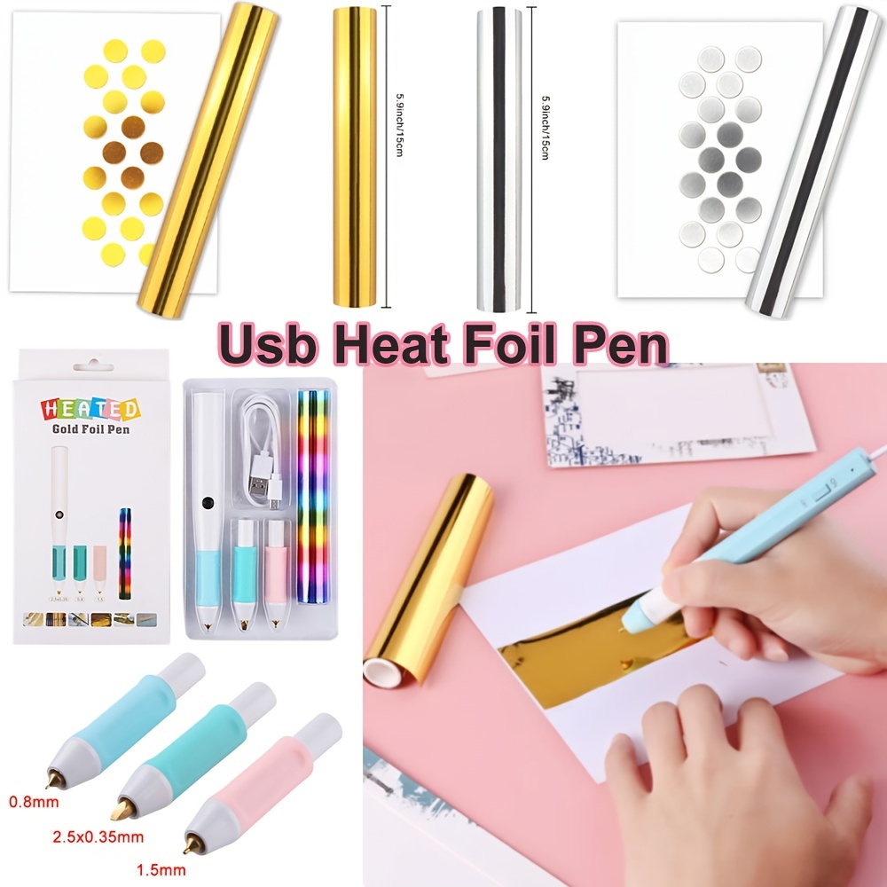 0.8mm USB Heat-resistant Grip Hot Foil Quill Pen For Paper Leather Heat  Actived Gold Foil Freestyle Pen Diy Scrapbook Craft Tool