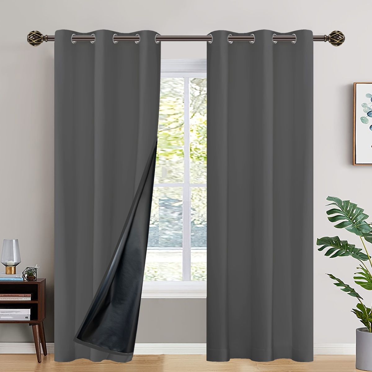 Cortinas plateadas para dormitorio 2 paneles, gris con aislamiento térmico,  cortinas y cortinas de oscurecimiento de la habitación de 84 pulgadas de