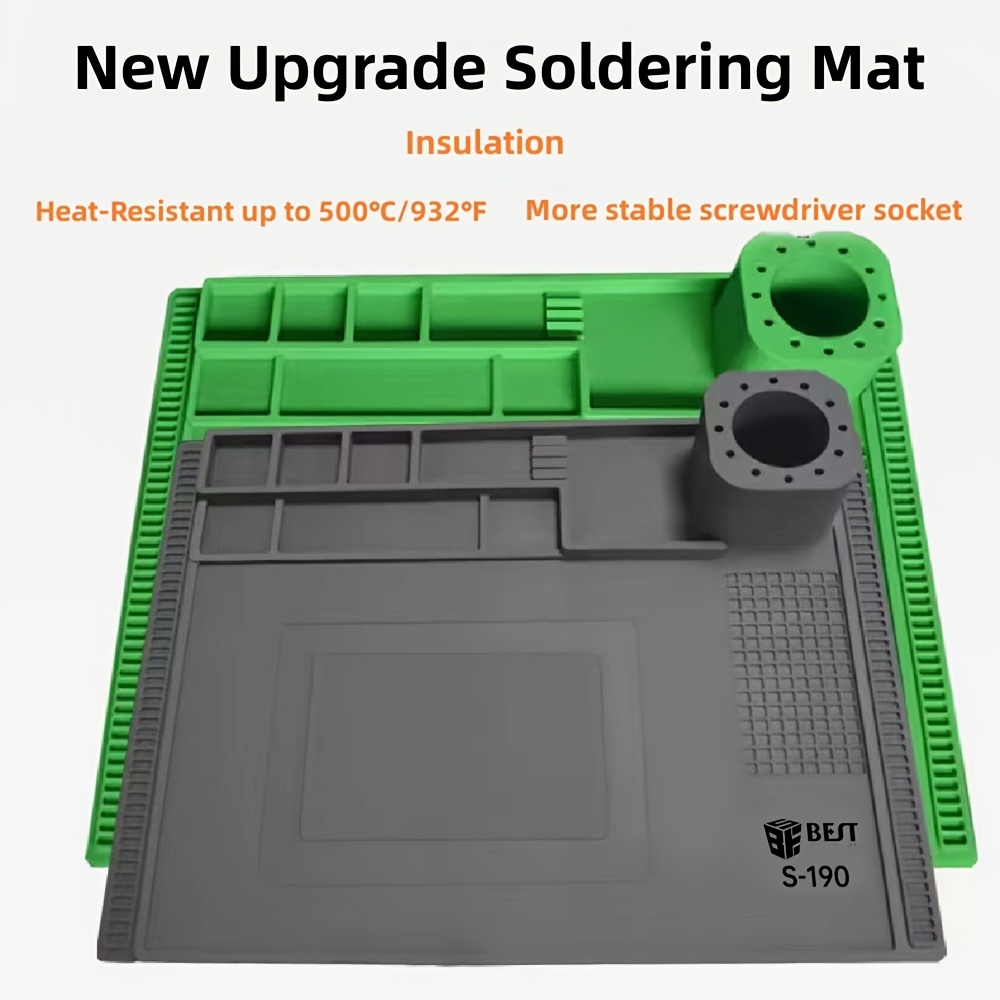 Soldering Mat, Premium Silicone Electronics Repair Mat, Heat Resistant 932F  Magnetic Solder Mat For Cellphone, Laptop, Computer, Solder Station Repair