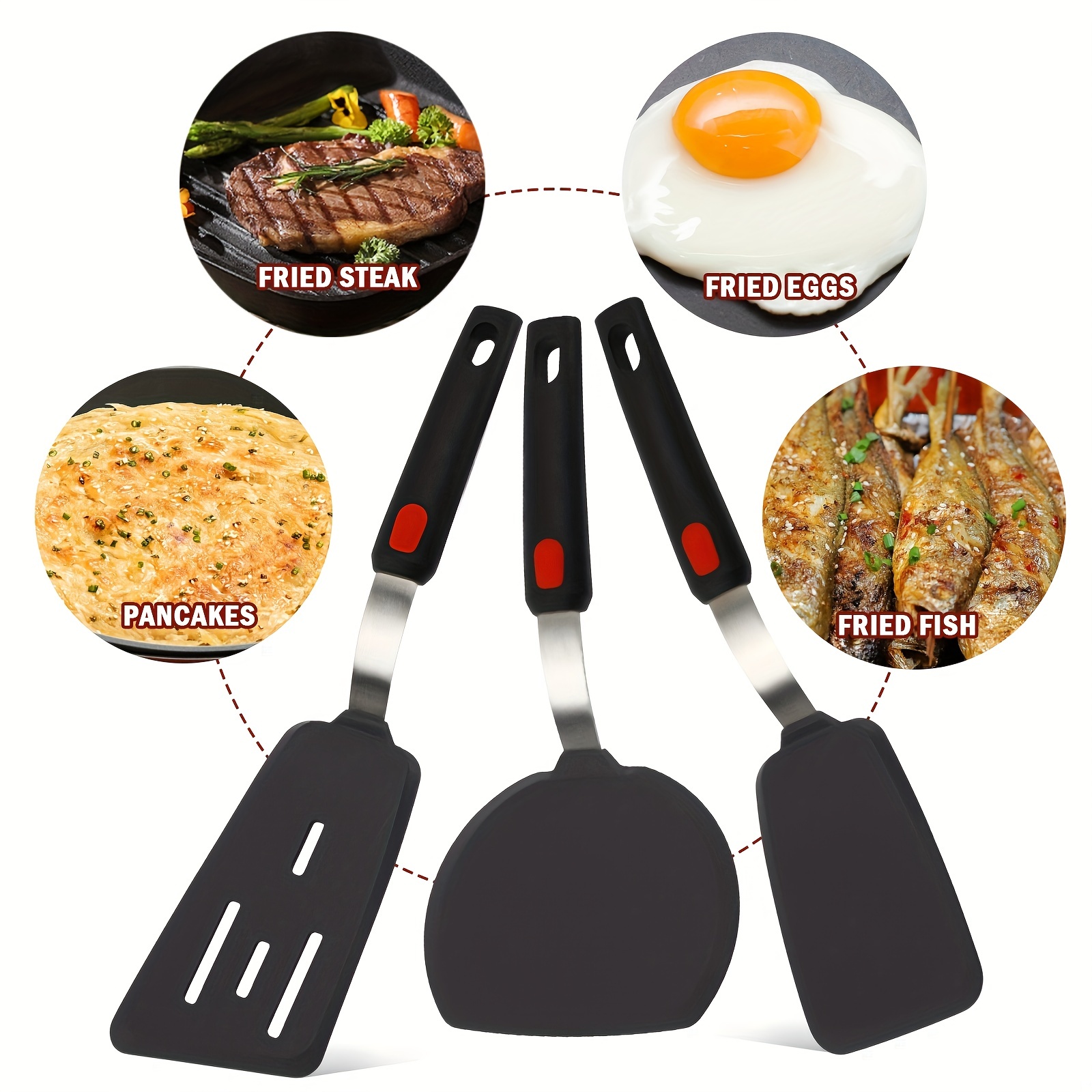 High Temperature Resistant Silicone Spatula Non-stick Surface Special  Cooking Spatula Cooking Food Level Household Spatula Kitchen Cooking Full  Shovel Black Red Green Cooking Spatula Kitchen Utensils - Temu